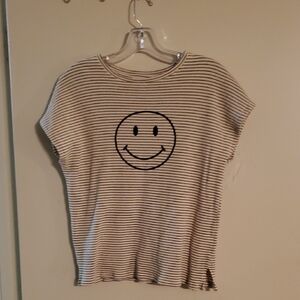 Hayden Girls Striped Tee with Smiley Face